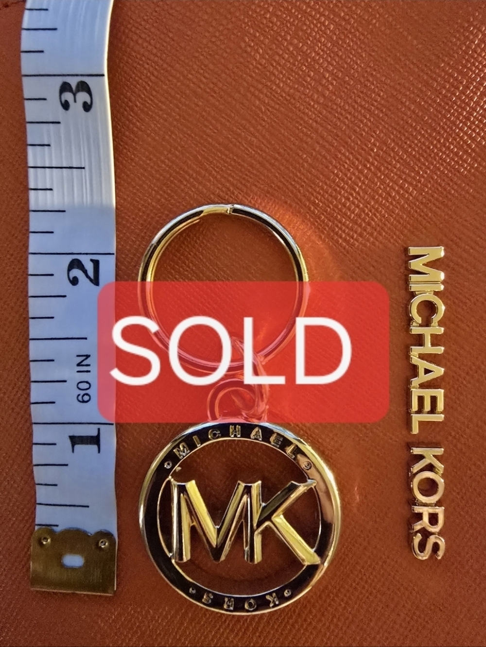 Michael Kors Gold-tone MK Circle Logo Keychain
